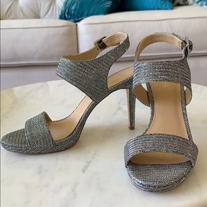 Michael Kors MK silver mid-heel evening shoe